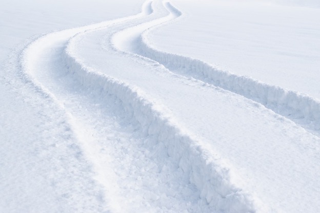 Tire tracks in the snow