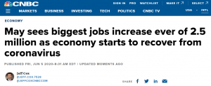 Biggest jobs increase May 2020