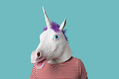 Unicorn mask on a human